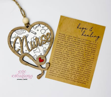 Nurse Ornament/Car Charm With Story Card Mirror Hanger