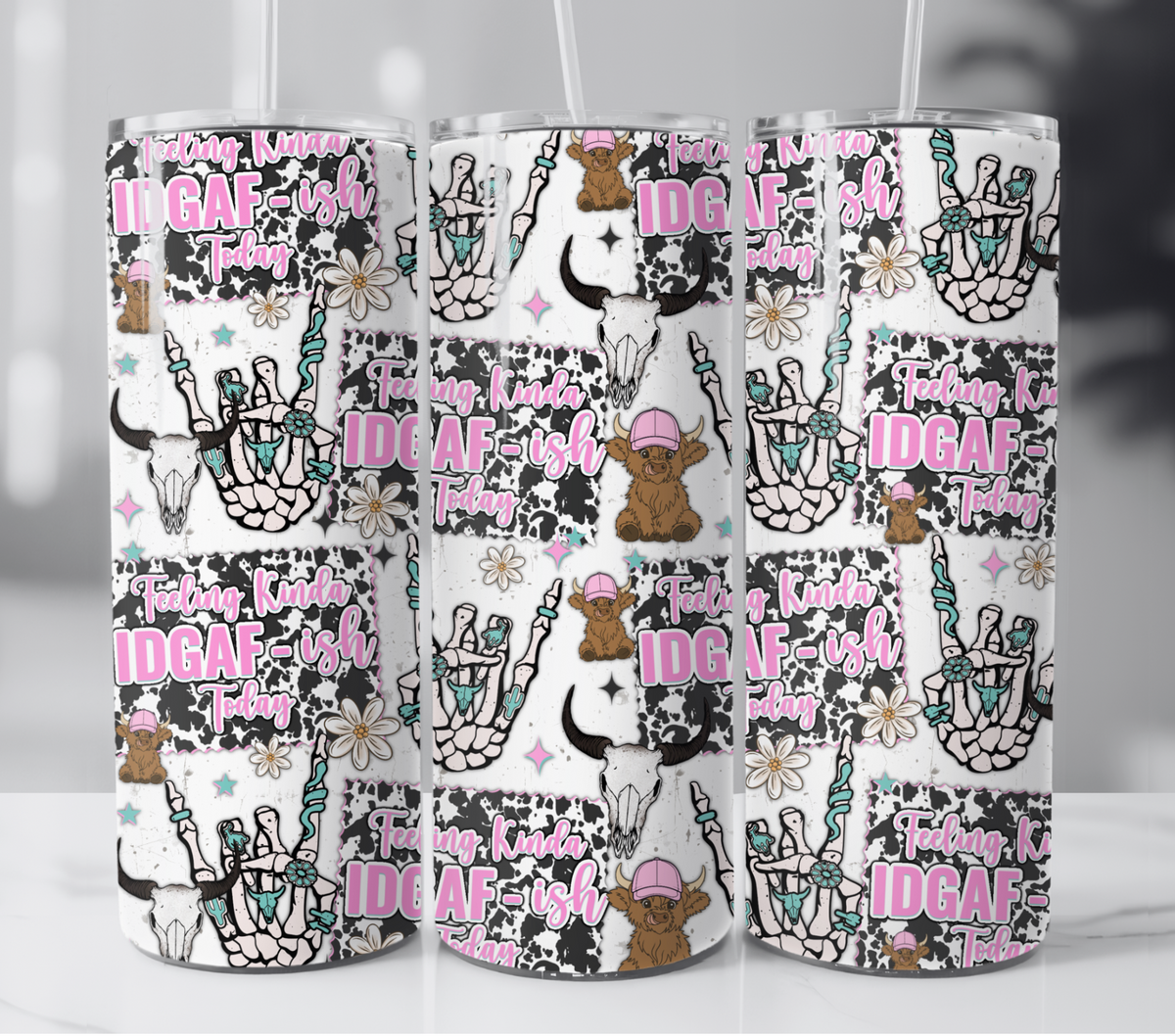 Feeling IDGAF-ish Today Highland Cow 20 oz Insulated Tumbler