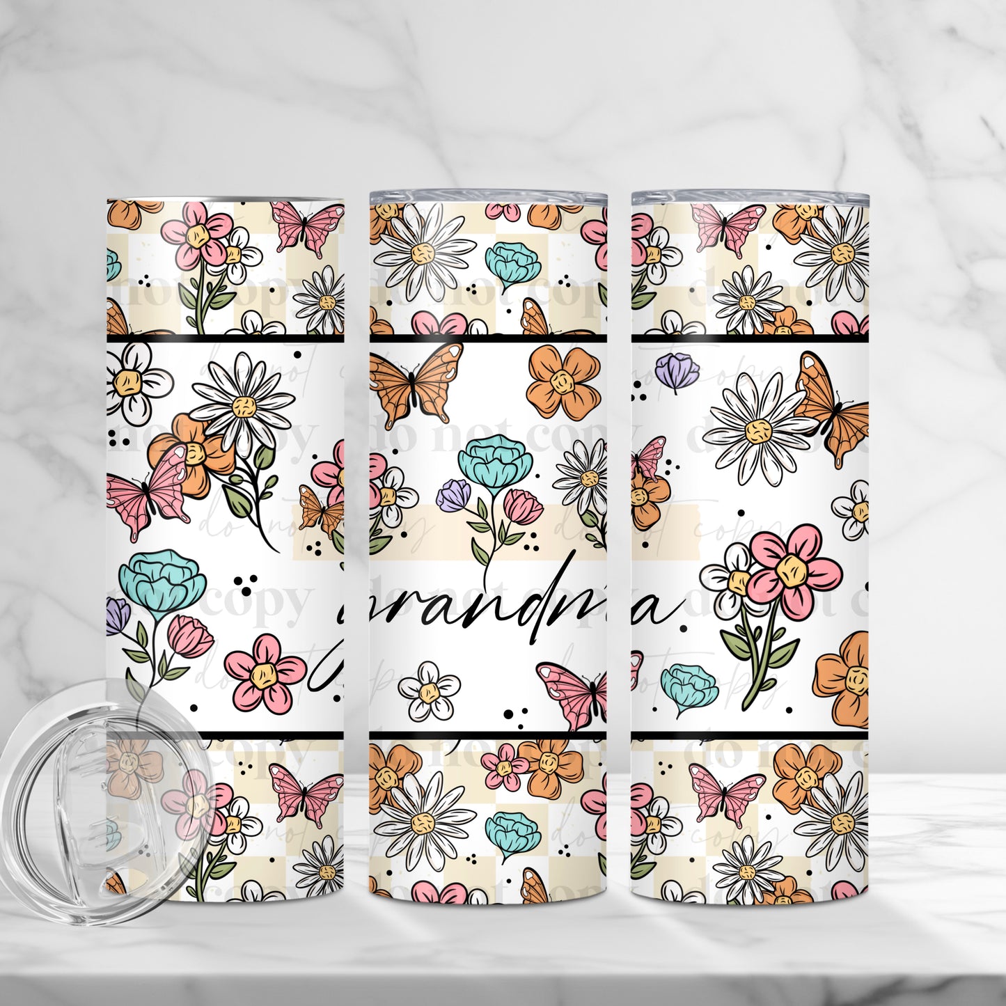 Floral Mama, Nana, Grandma, Aunt Etc. 20oz Insulated Tumbler