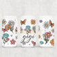 Floral Mama, Nana, Grandma, Aunt Etc. 16oz Glass Cup With Lid