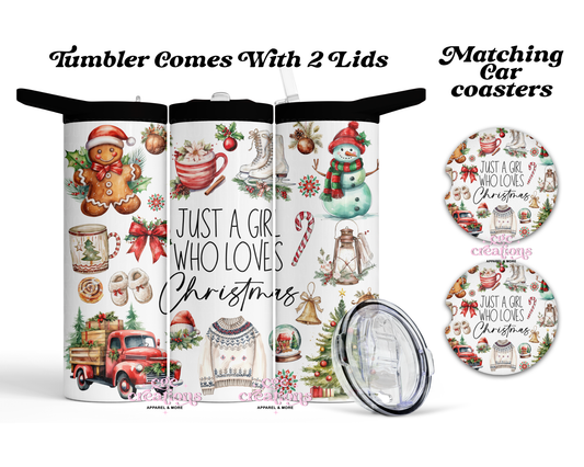 Just A Girl Who Loves Christmas 20 oz Insulated Tumbler