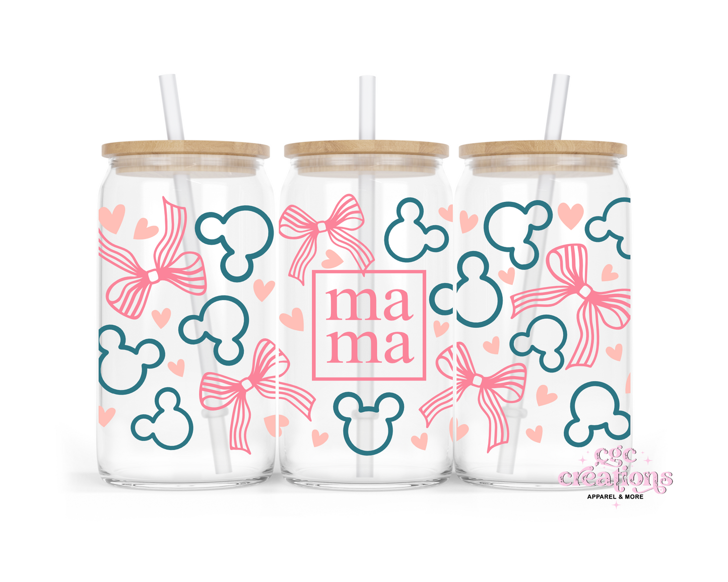 Mama 16oz Glass Cup With Lid