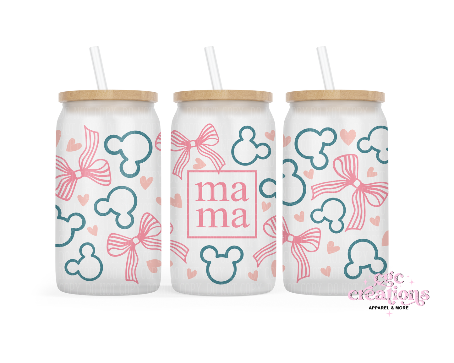 Mama 16oz Glass Cup With Lid