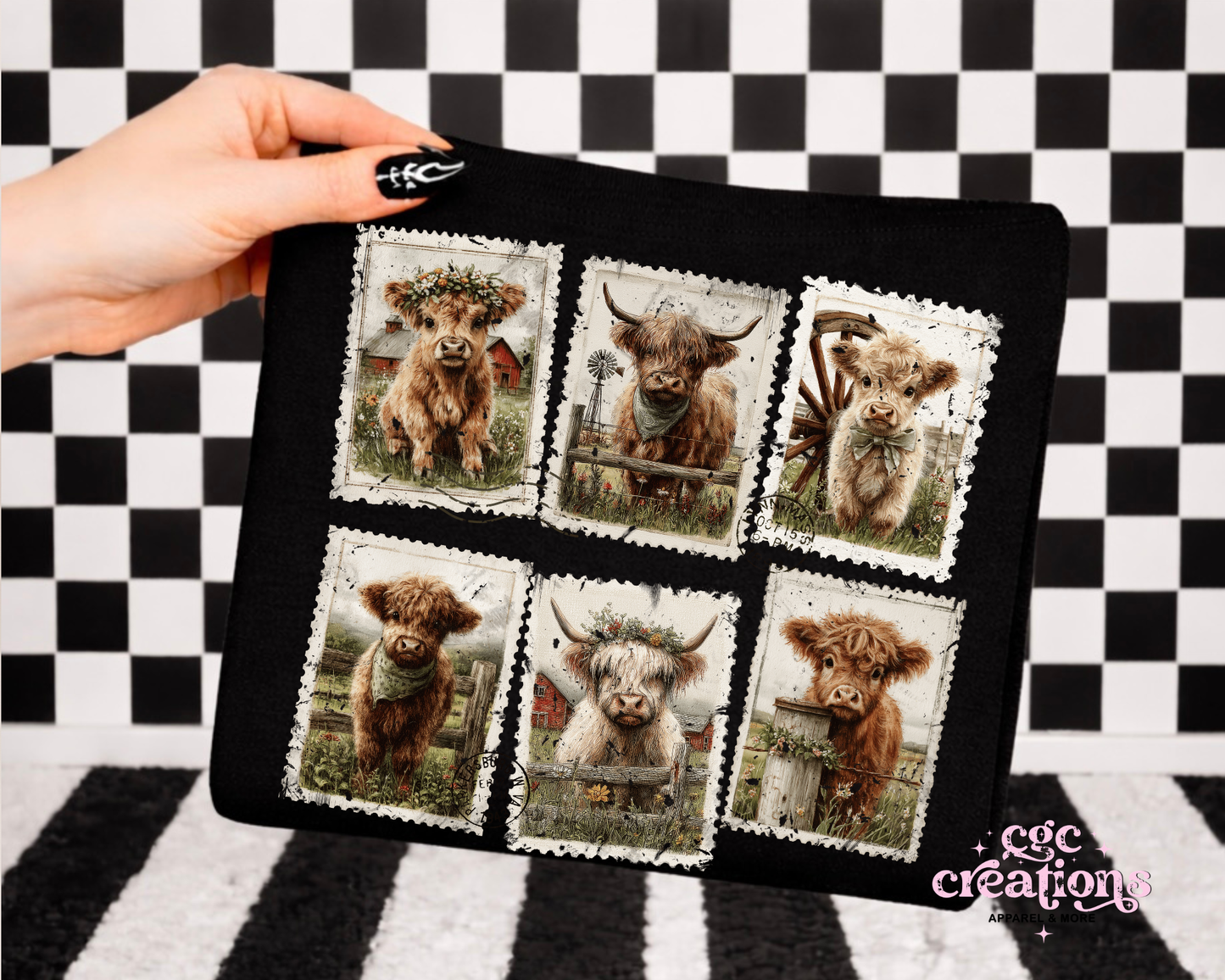 Highland Cow Postage Stamps Crewneck Sweatshirt