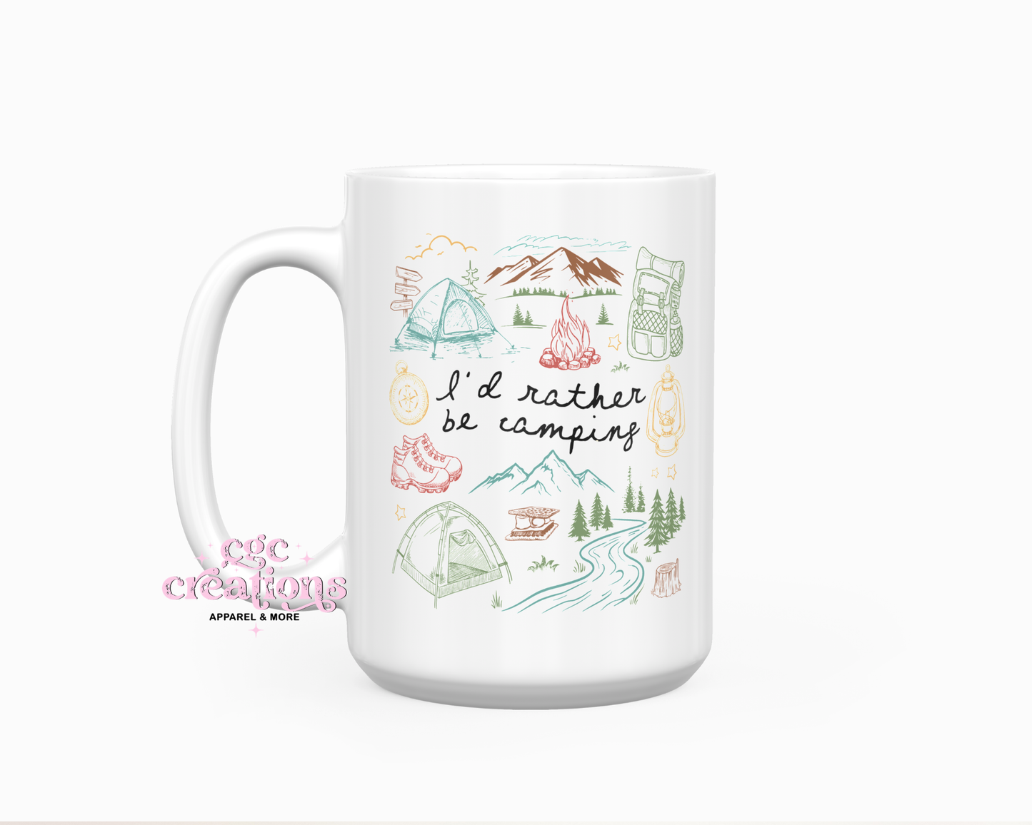 I'd Rather Be Camping 15oz Ceramic Coffee Mug
