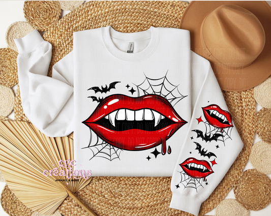 Vampire Lips With Sleeves For Crewneck And Hoodie ONLY Apparel(t-shirt or crewneck sweatshirt or hoodie)