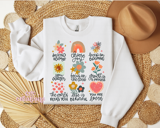 Positive Doodle Floral Apparel(t-shirt or crewneck sweatshirt or hoodie)