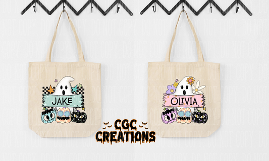 Personalized Halloween Ghost Tote Bag
