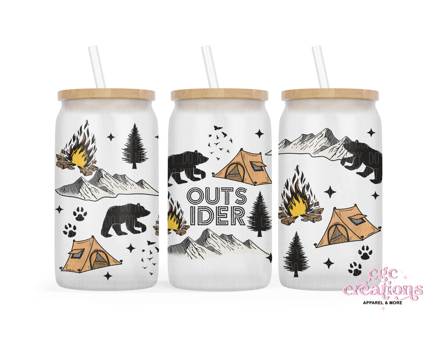 Outsider 16oz Glass Cup With Lid