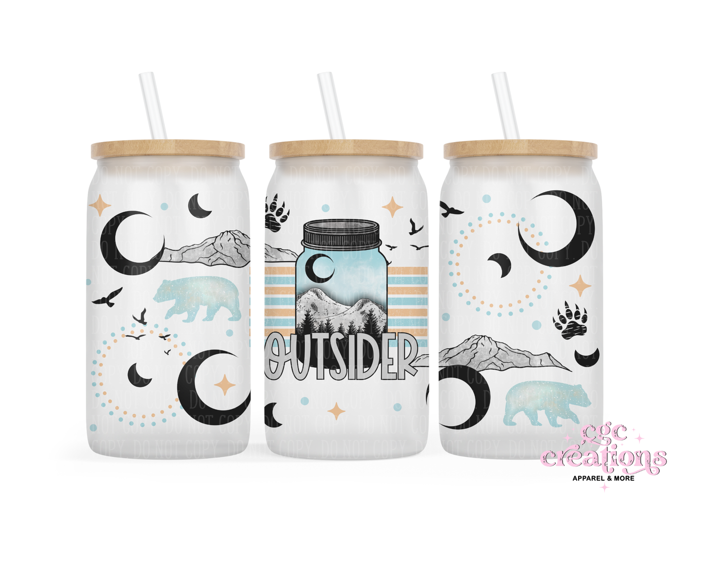 Outsider 16oz Glass Cup With Lid