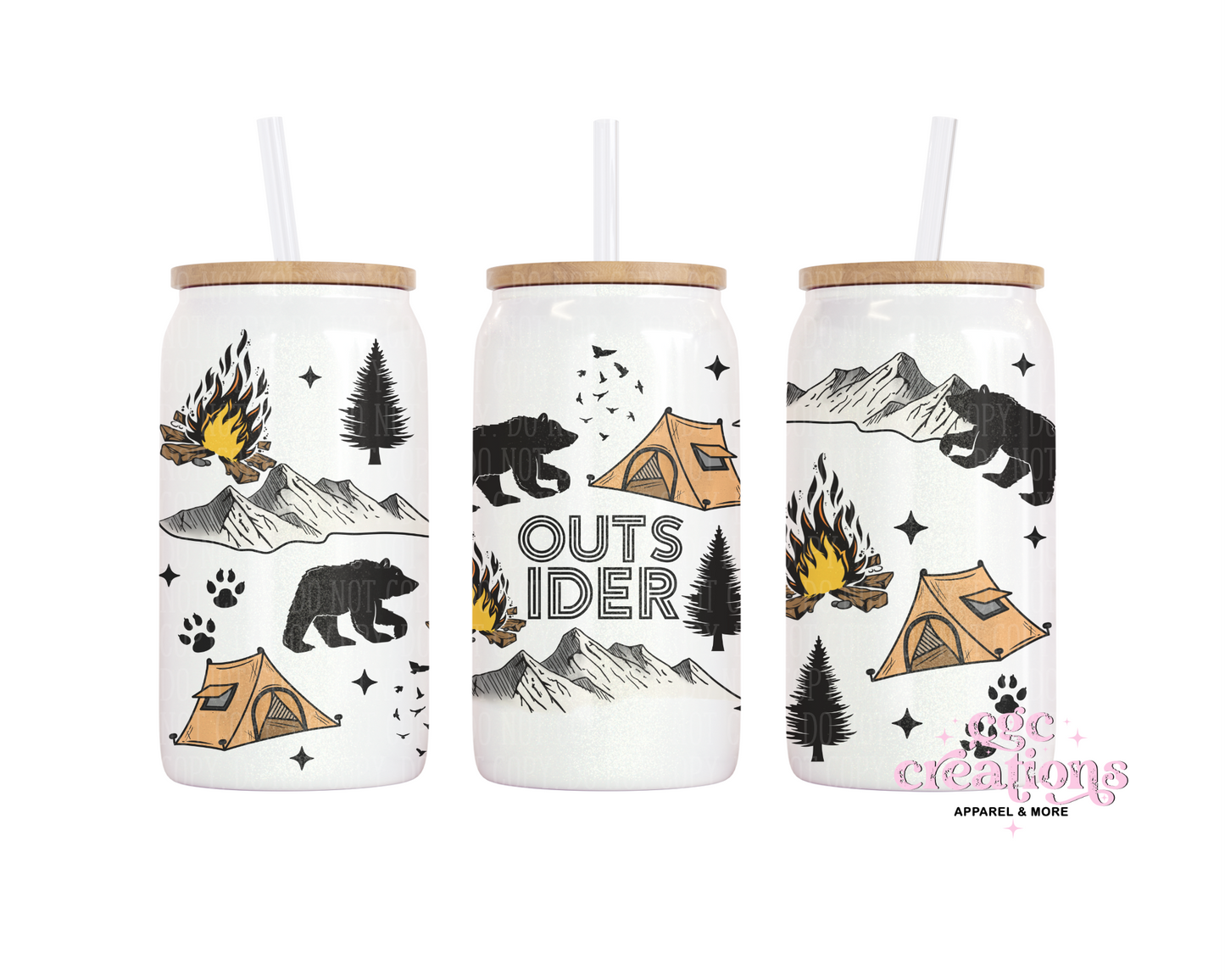 Outsider 16oz Glass Cup With Lid