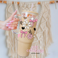 Iced Coffee Floral Bow 40oz Glass Cup With Bamboo Lid