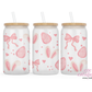 Cute Bows And Eggs Easter 16oz Glass Cup With Lid