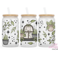 Plant lover 16oz Glass Cup With Lid