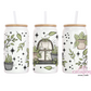 Plant lover 16oz Glass Cup With Lid