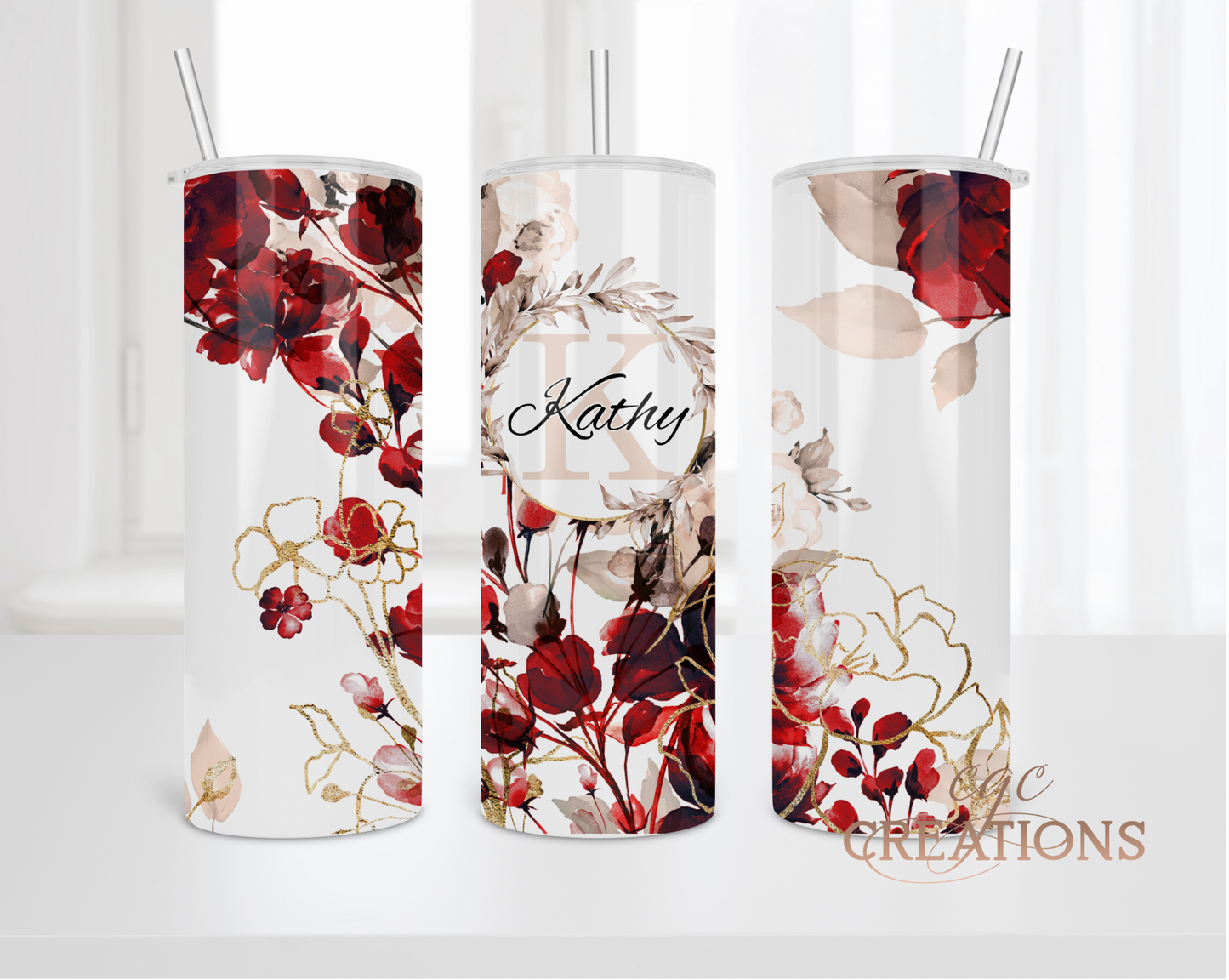 Personalized Name Floral 20oz Insulated Tumbler
