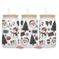 Santa Collage 16oz Glass Cup With Lid