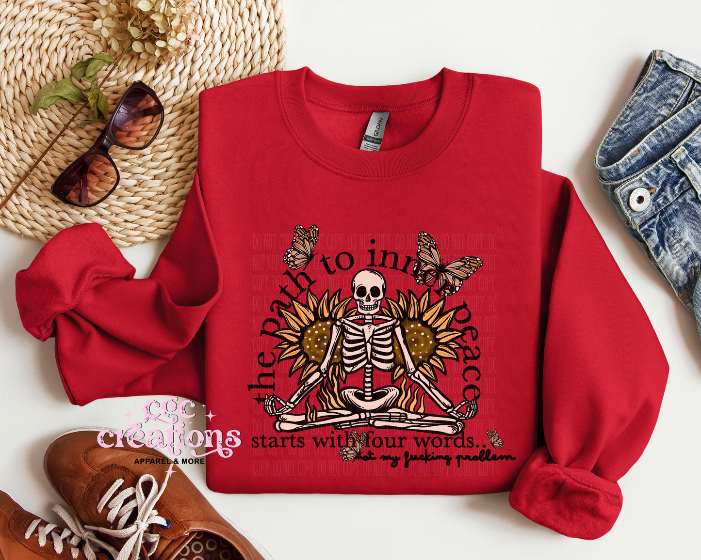 The Path To Inner Peace Starts With Four Words Crewneck Sweatshirt