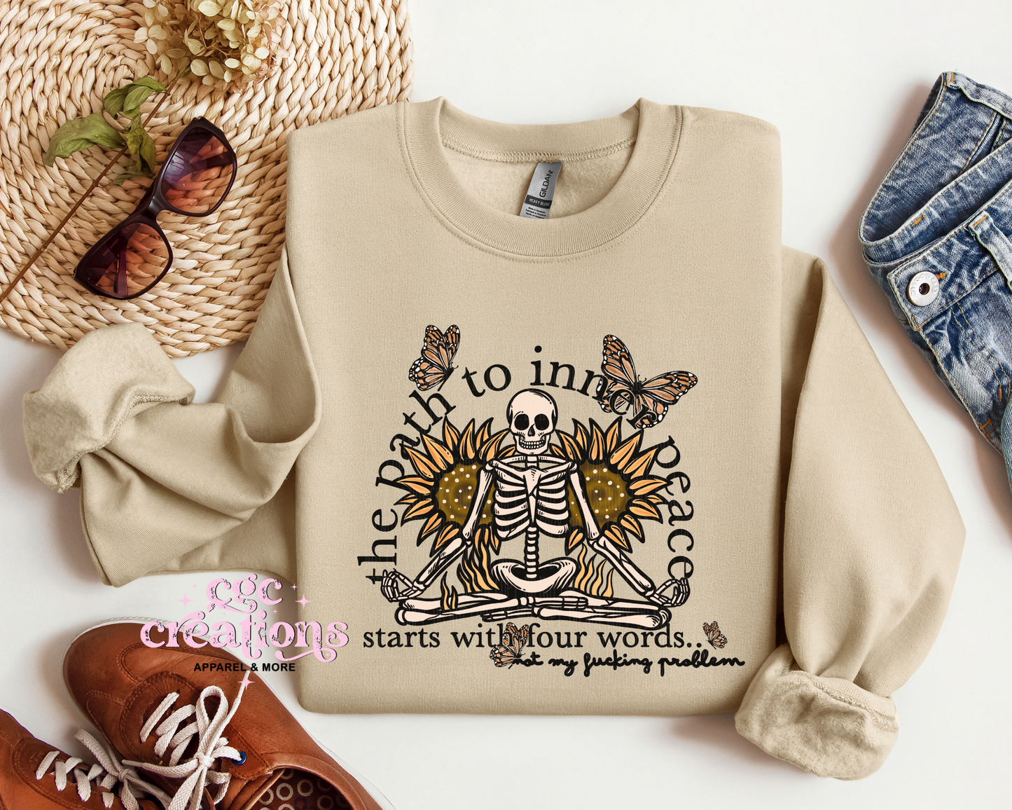 The Path To Inner Peace Starts With Four Words Crewneck Sweatshirt