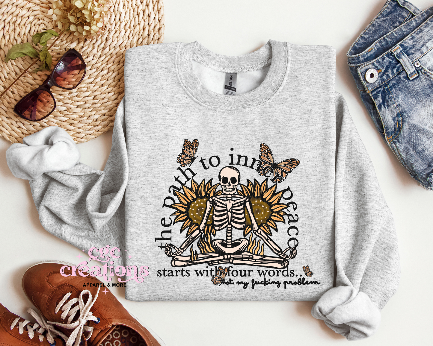 The Path To Inner Peace Starts With Four Words Crewneck Sweatshirt