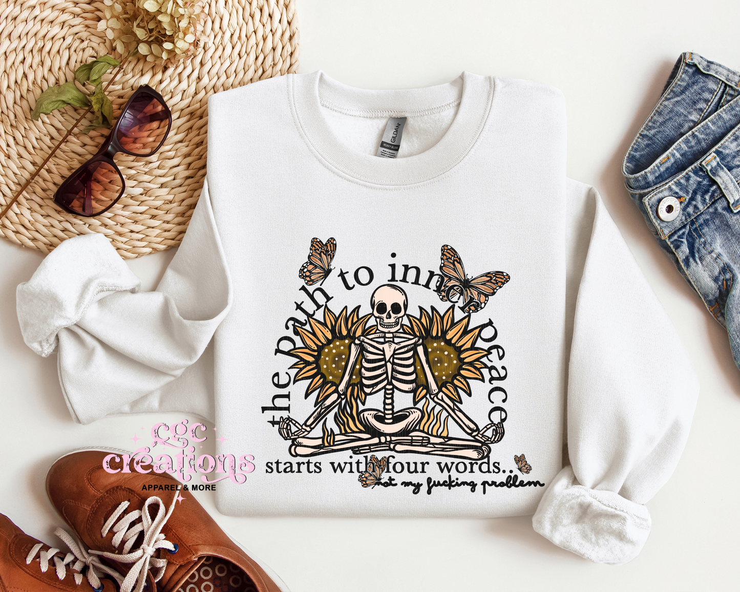 The Path To Inner Peace Starts With Four Words Crewneck Sweatshirt