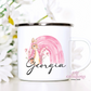 Personalized Rainbow Bunny Enamel Mug