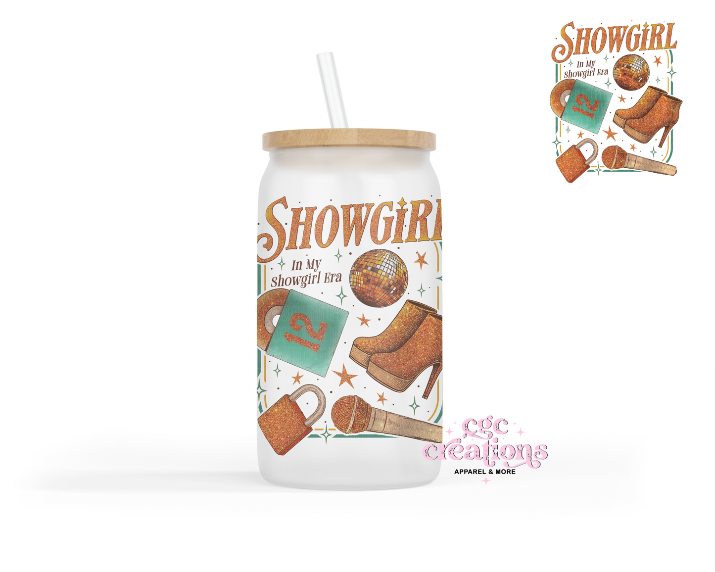 Showgirl # 2 16oz Glass Cup With Lid