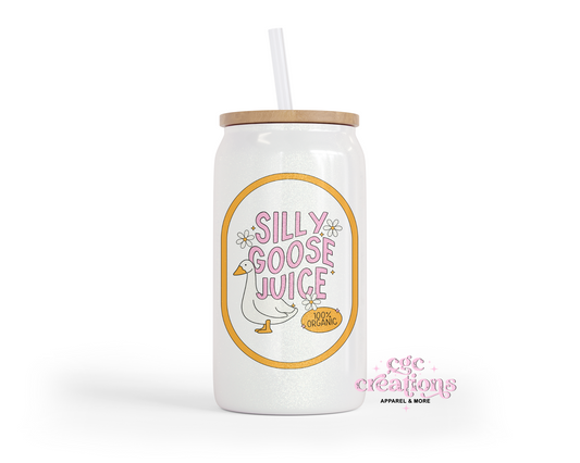 Silly Goose Juice 16oz Glass Cup With Lid