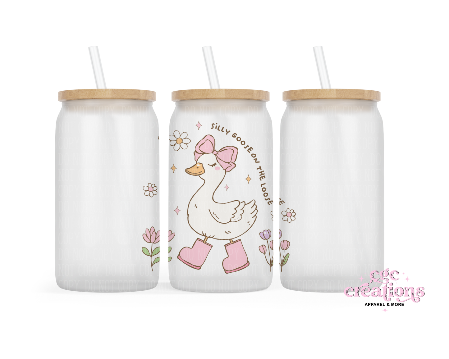 Silly Goose On The Loose 16oz Glass Cup With Lid