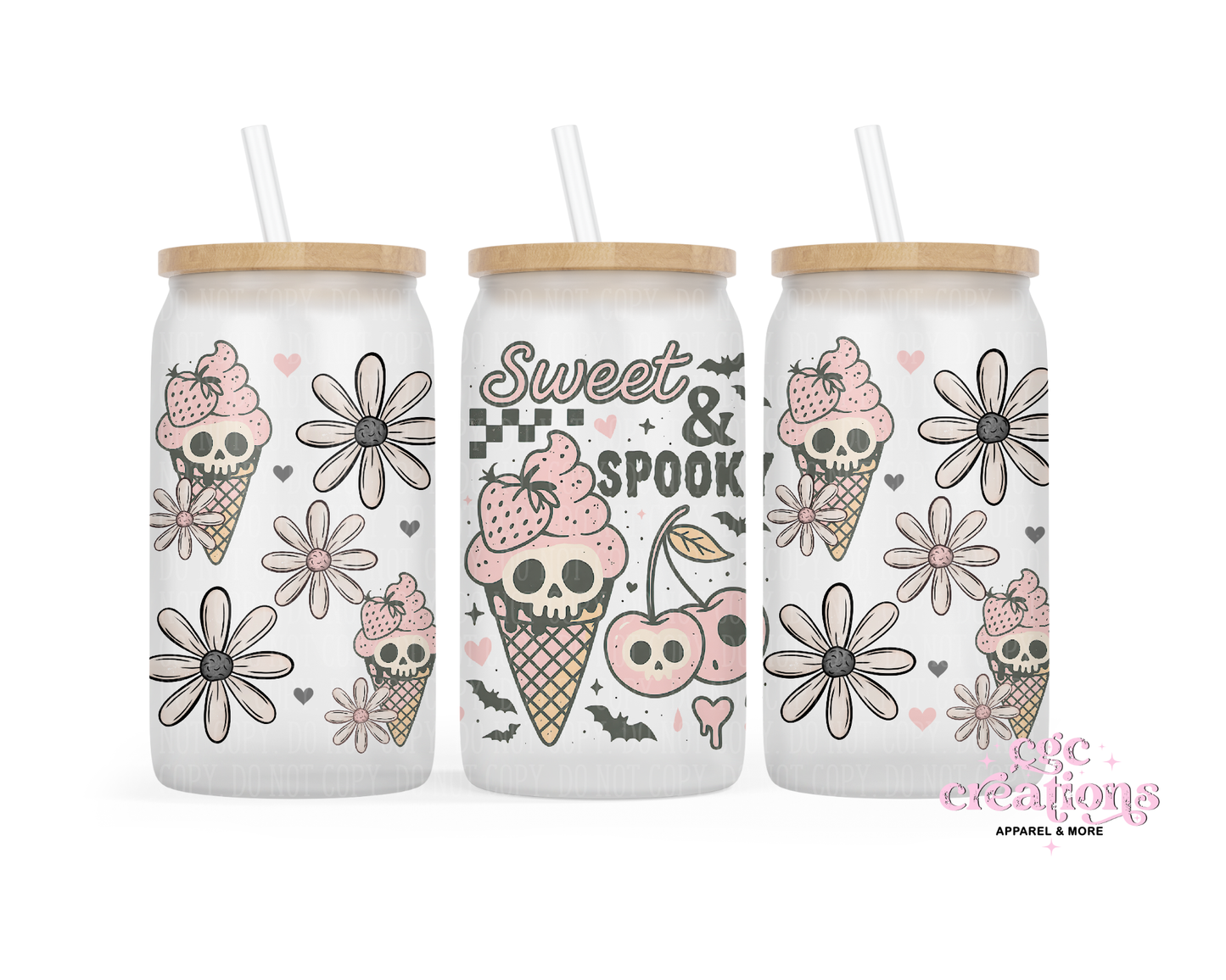 Sweet & Spooky 16oz Glass Cup With Lid