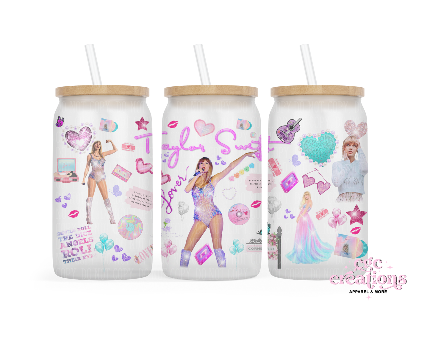 Swiftie 16oz Glass Cup With Lid