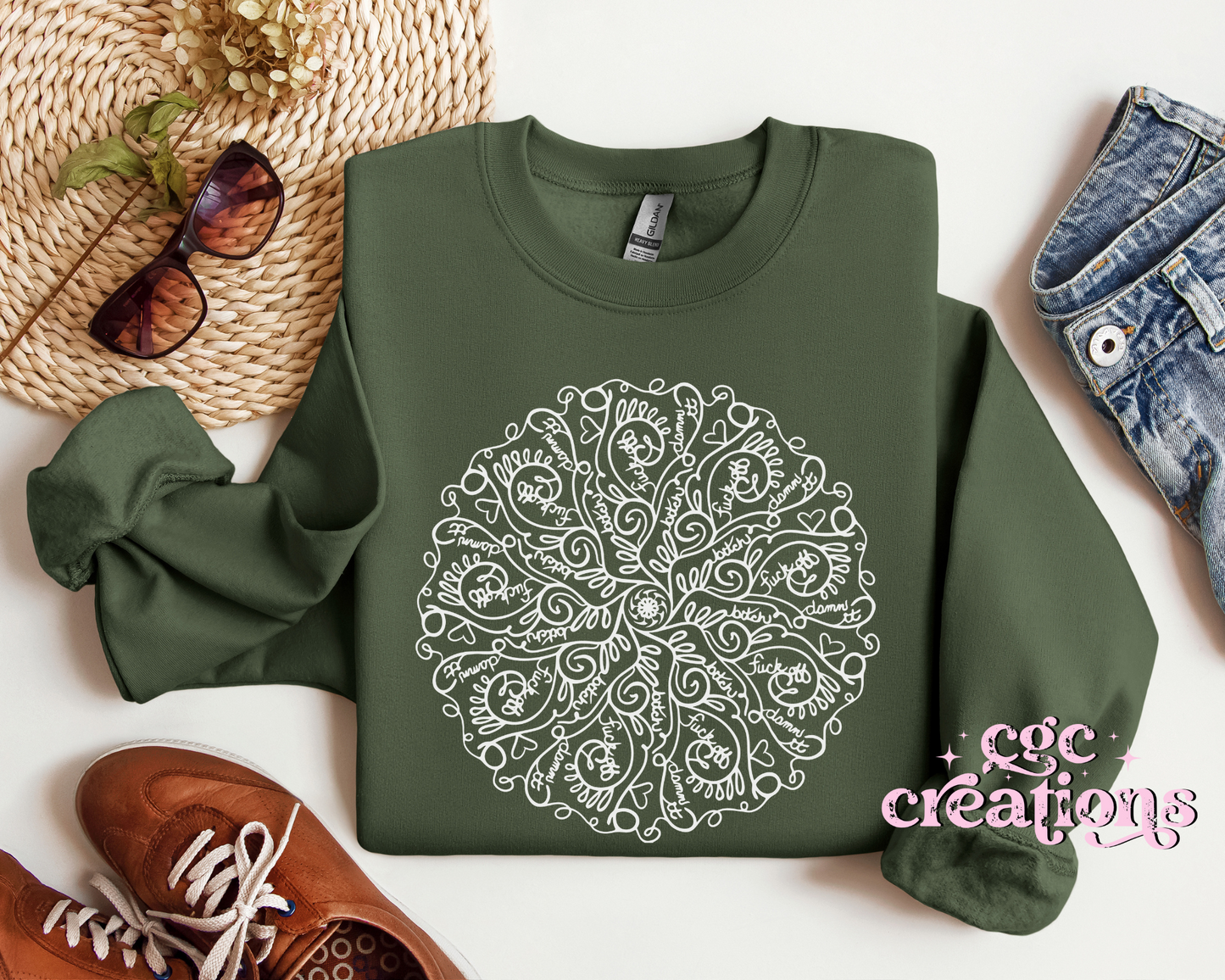 Sweary Mandala Crewneck Sweatshirt