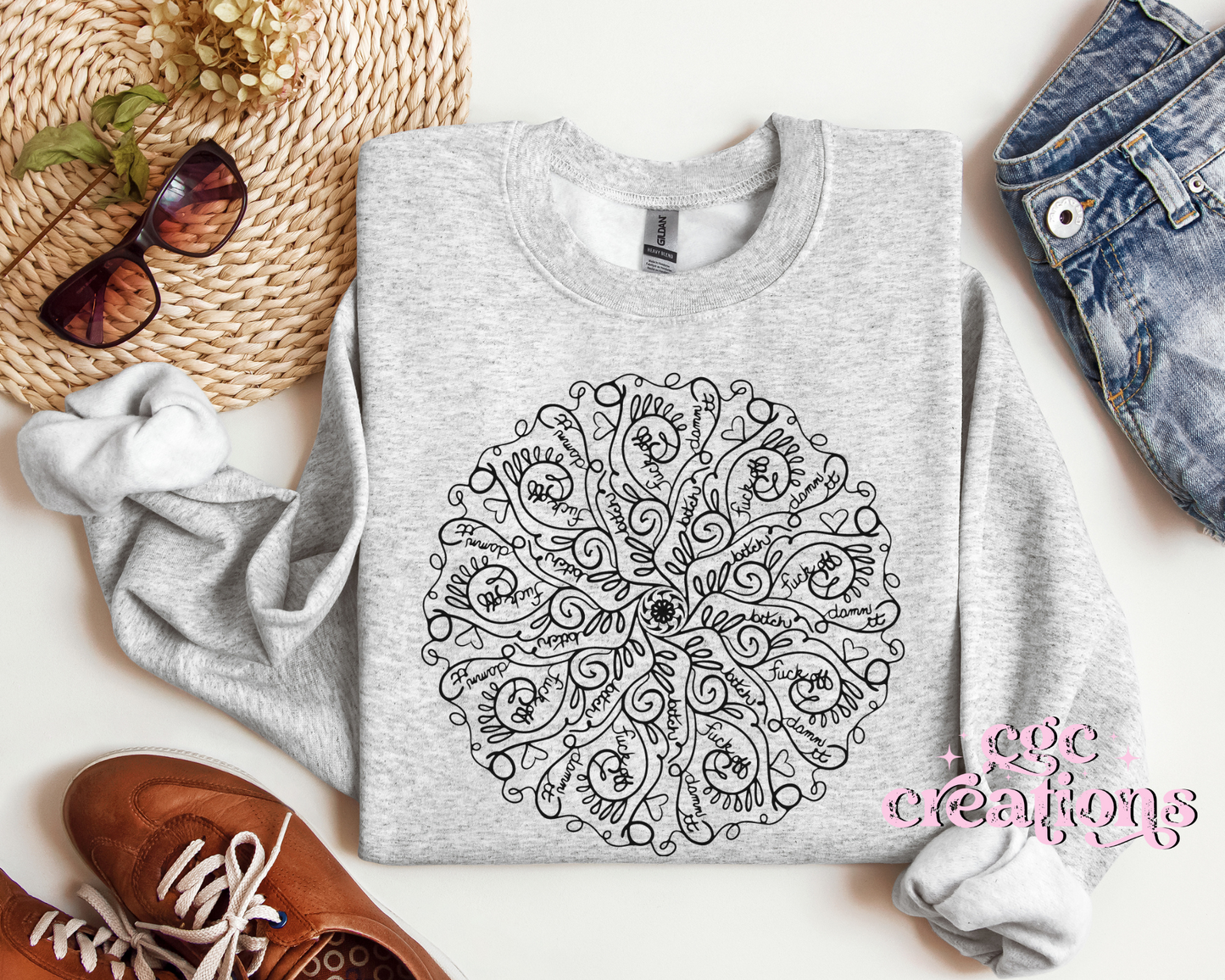 Sweary Mandala Crewneck Sweatshirt