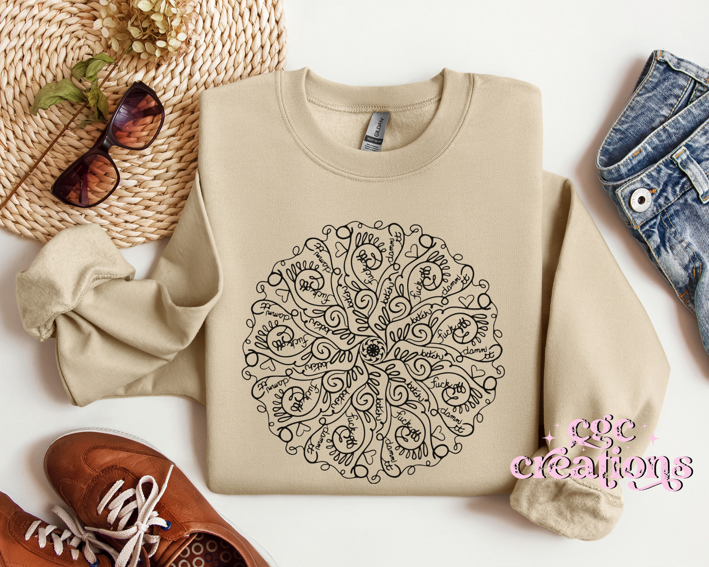 Sweary Mandala Crewneck Sweatshirt