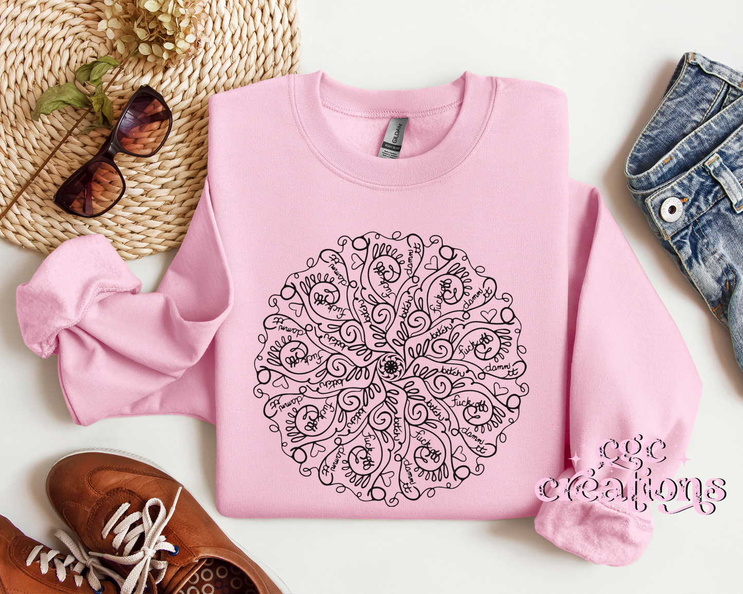 Sweary Mandala Crewneck Sweatshirt