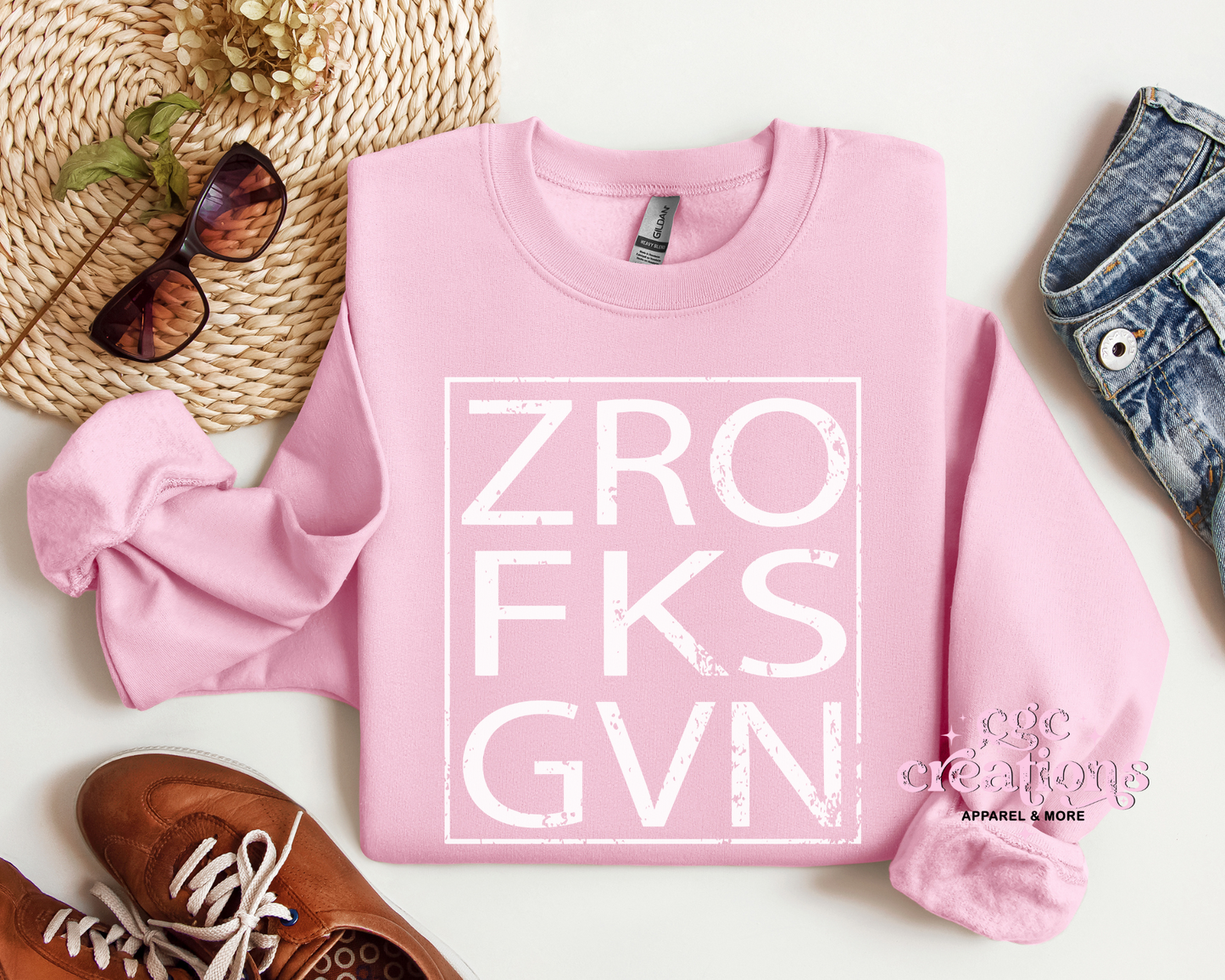 ZRO FKS GVN (Distressed Looking Image) Crewneck Sweatshirt