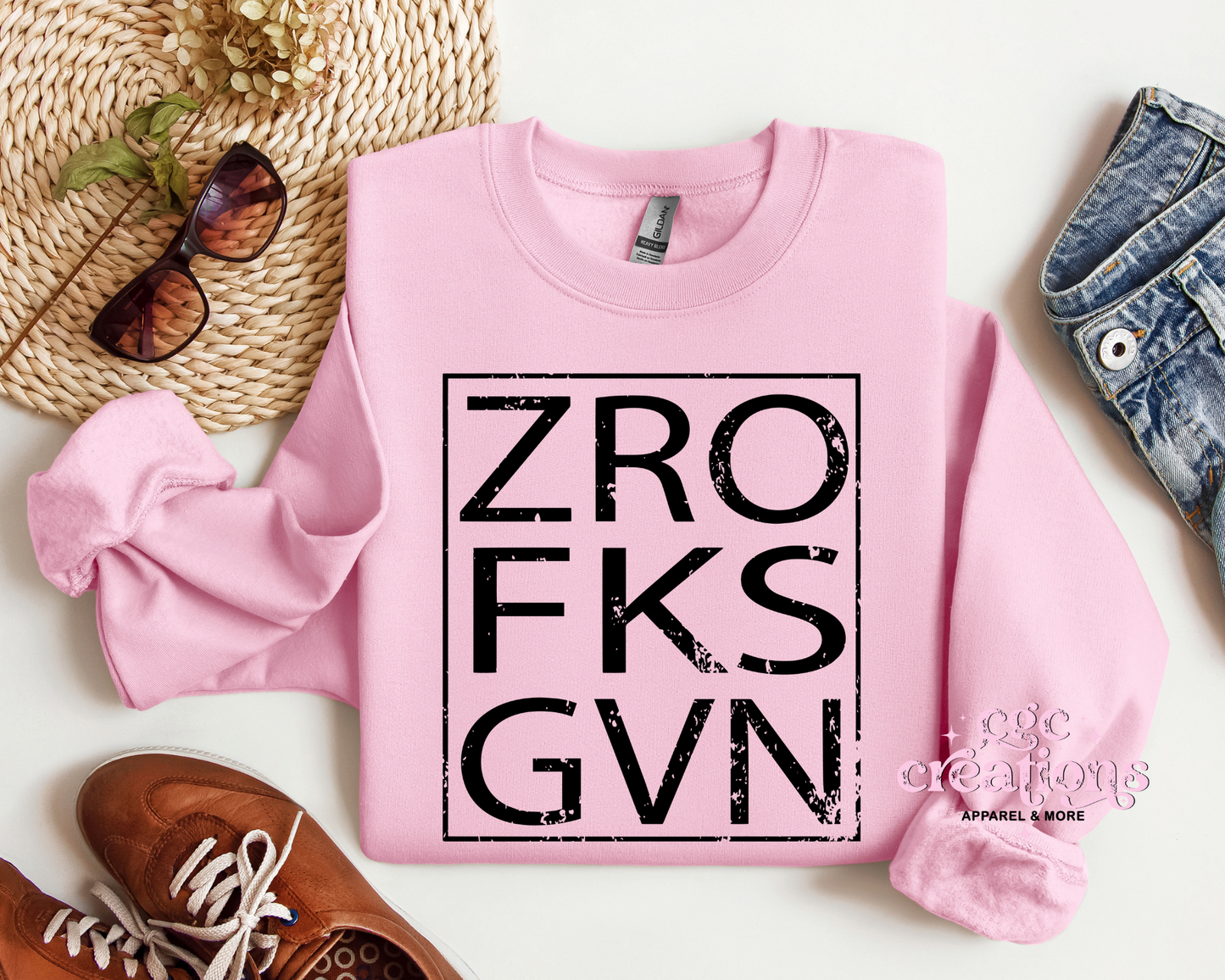 ZRO FKS GVN (Distressed Looking Image) Crewneck Sweatshirt