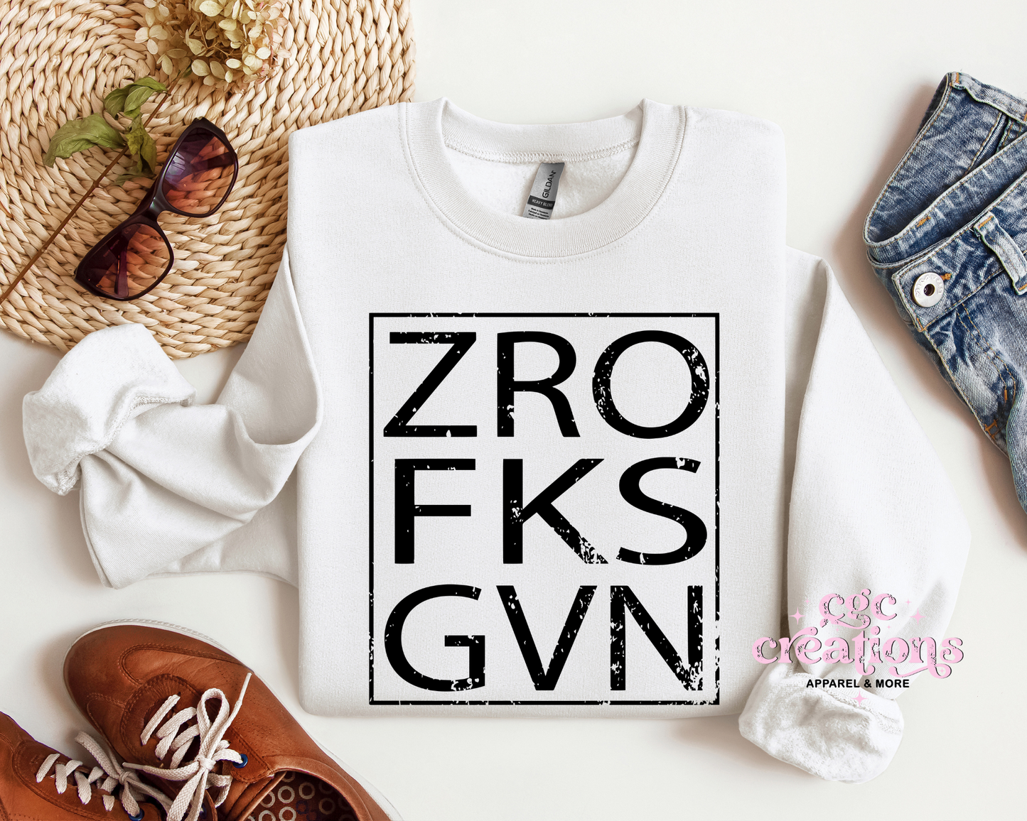 ZRO FKS GVN (Distressed Looking Image) Crewneck Sweatshirt