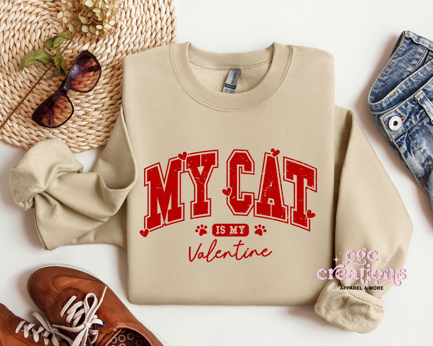 My Cat Is My Valentine Crewneck Sweatshirt