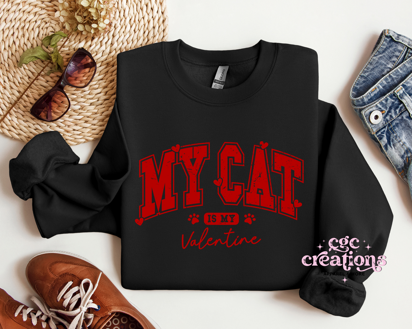 My Cat Is My Valentine Crewneck Sweatshirt