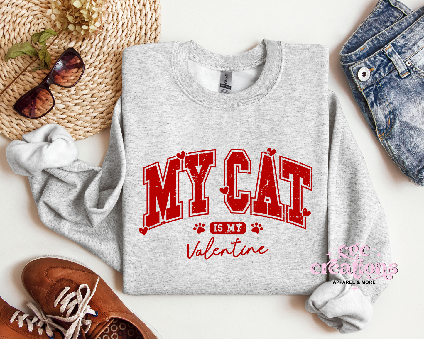 My Cat Is My Valentine Crewneck Sweatshirt