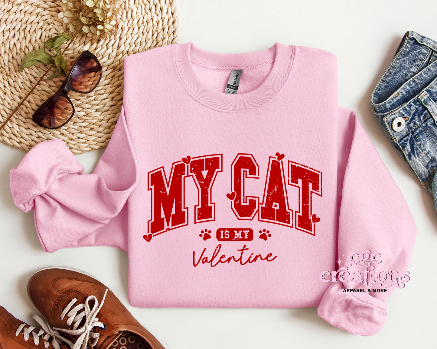 My Cat Is My Valentine Crewneck Sweatshirt