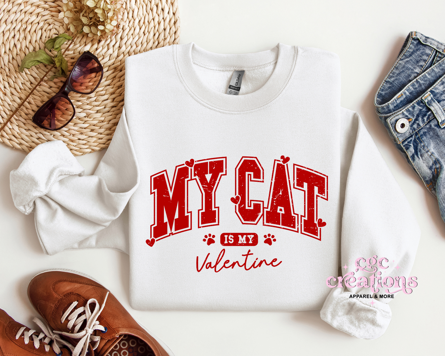 My Cat Is My Valentine Crewneck Sweatshirt