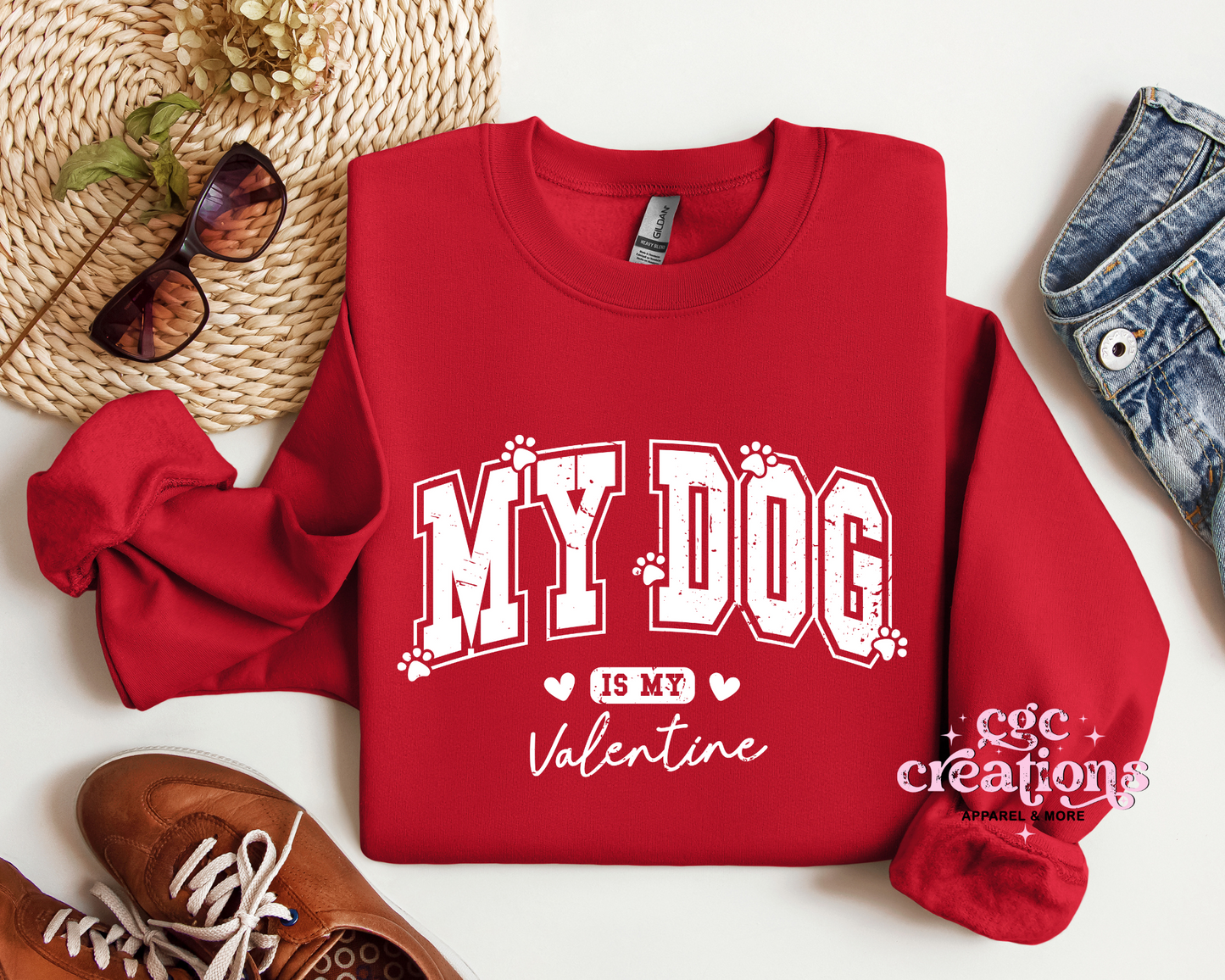 My Dog Is My Valentine Crewneck Sweatshirt