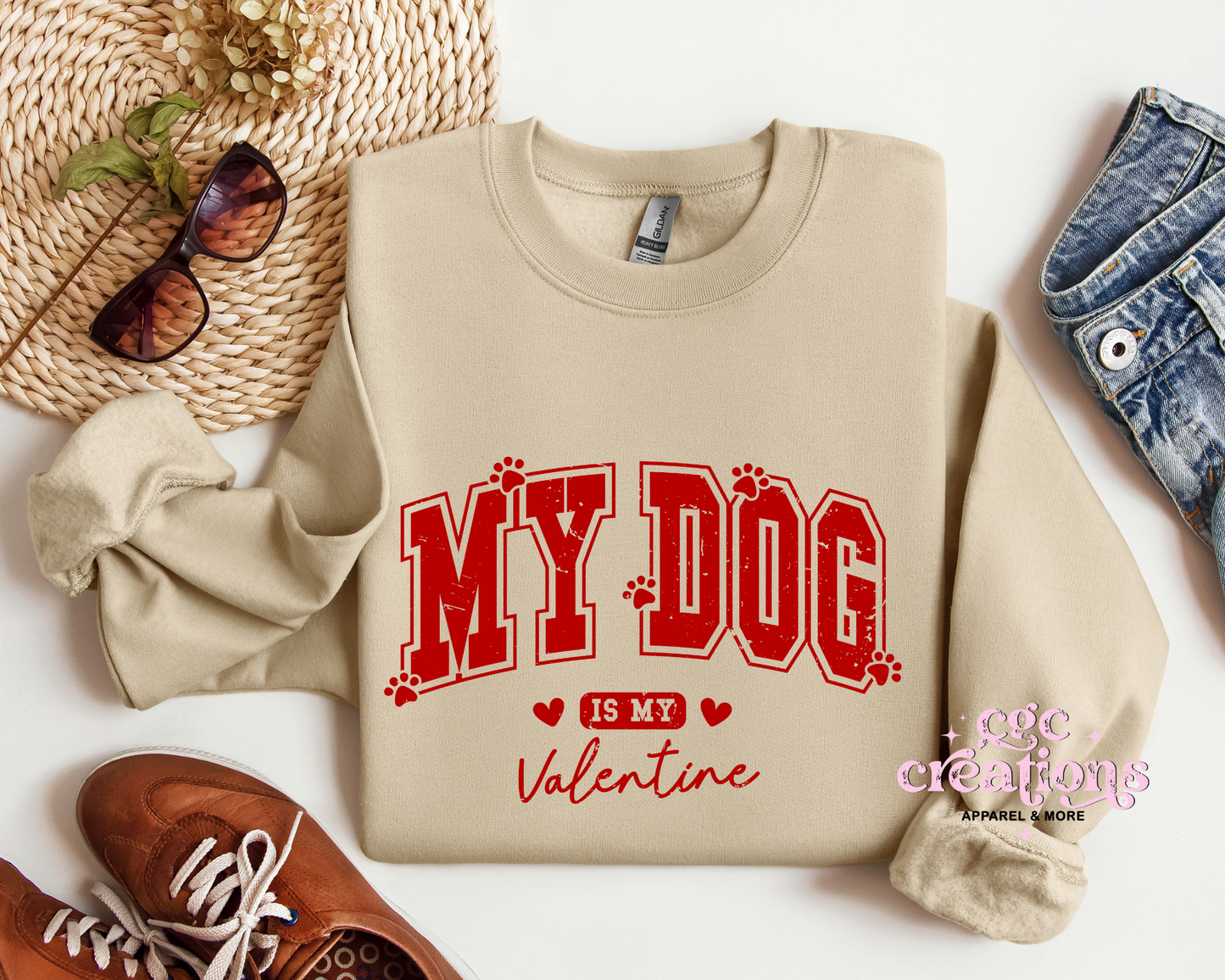 My Dog Is My Valentine Crewneck Sweatshirt