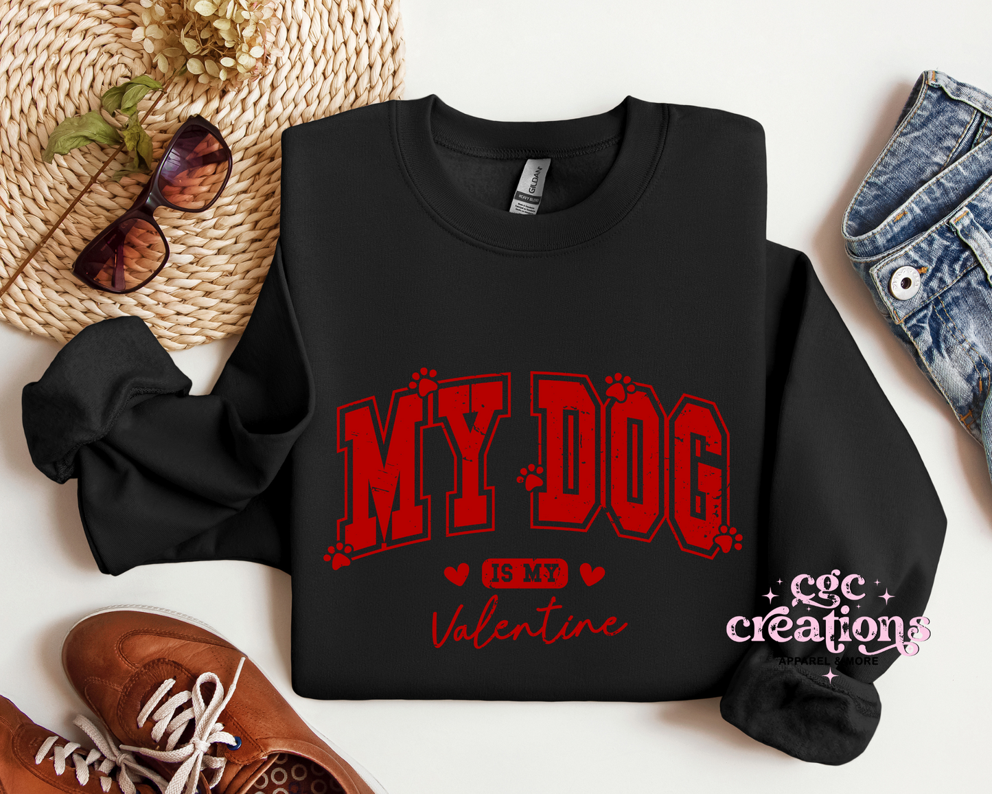 My Dog Is My Valentine Crewneck Sweatshirt