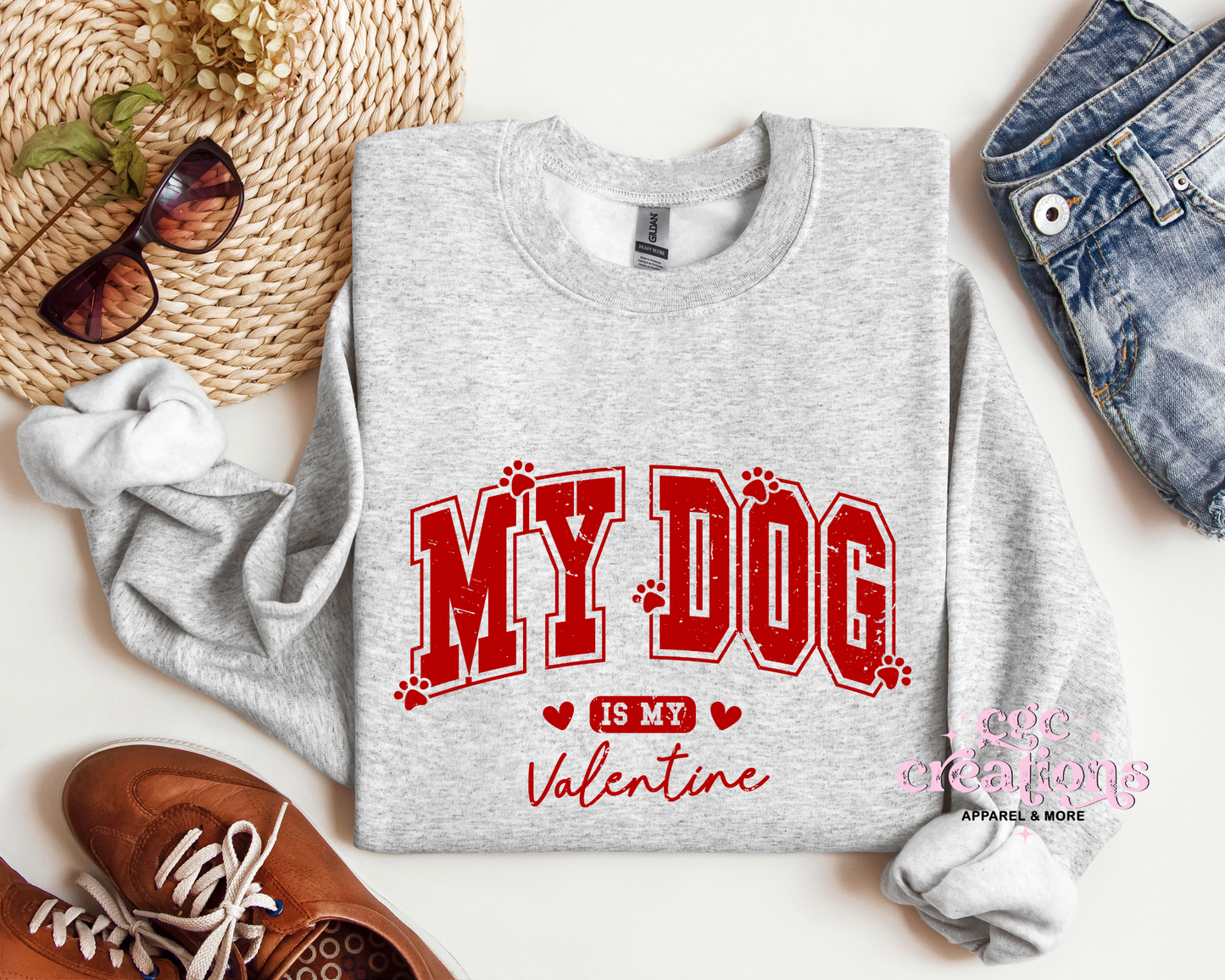 My Dog Is My Valentine Crewneck Sweatshirt