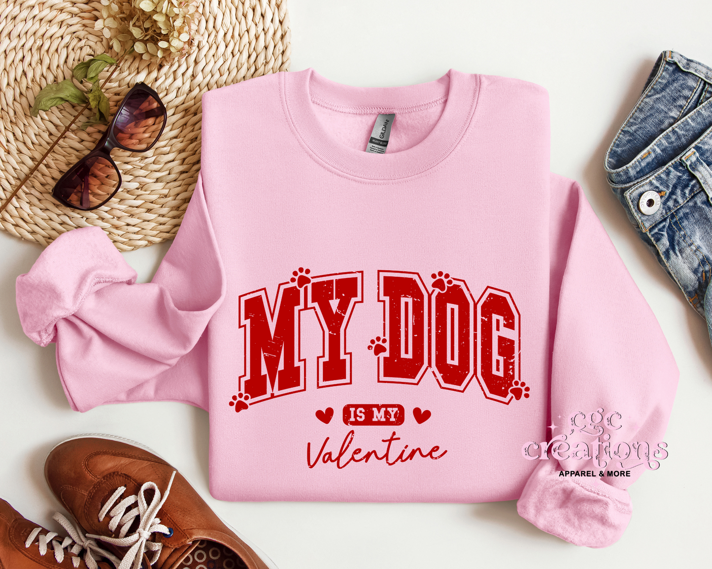 My Dog Is My Valentine Crewneck Sweatshirt