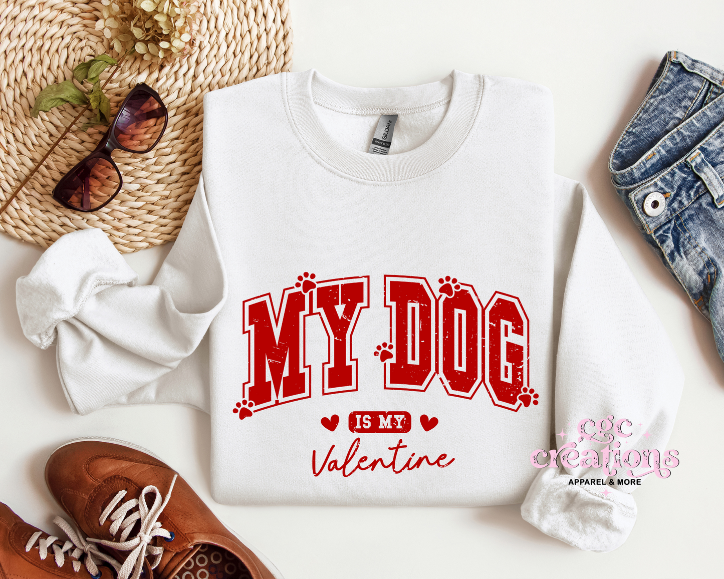 My Dog Is My Valentine Crewneck Sweatshirt