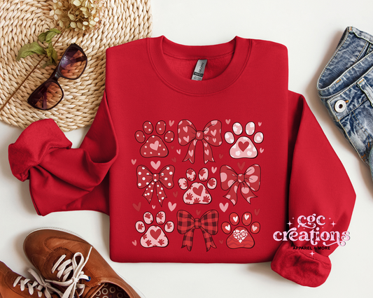 Dog Coquette Grid Valentine Crewneck Sweatshirt